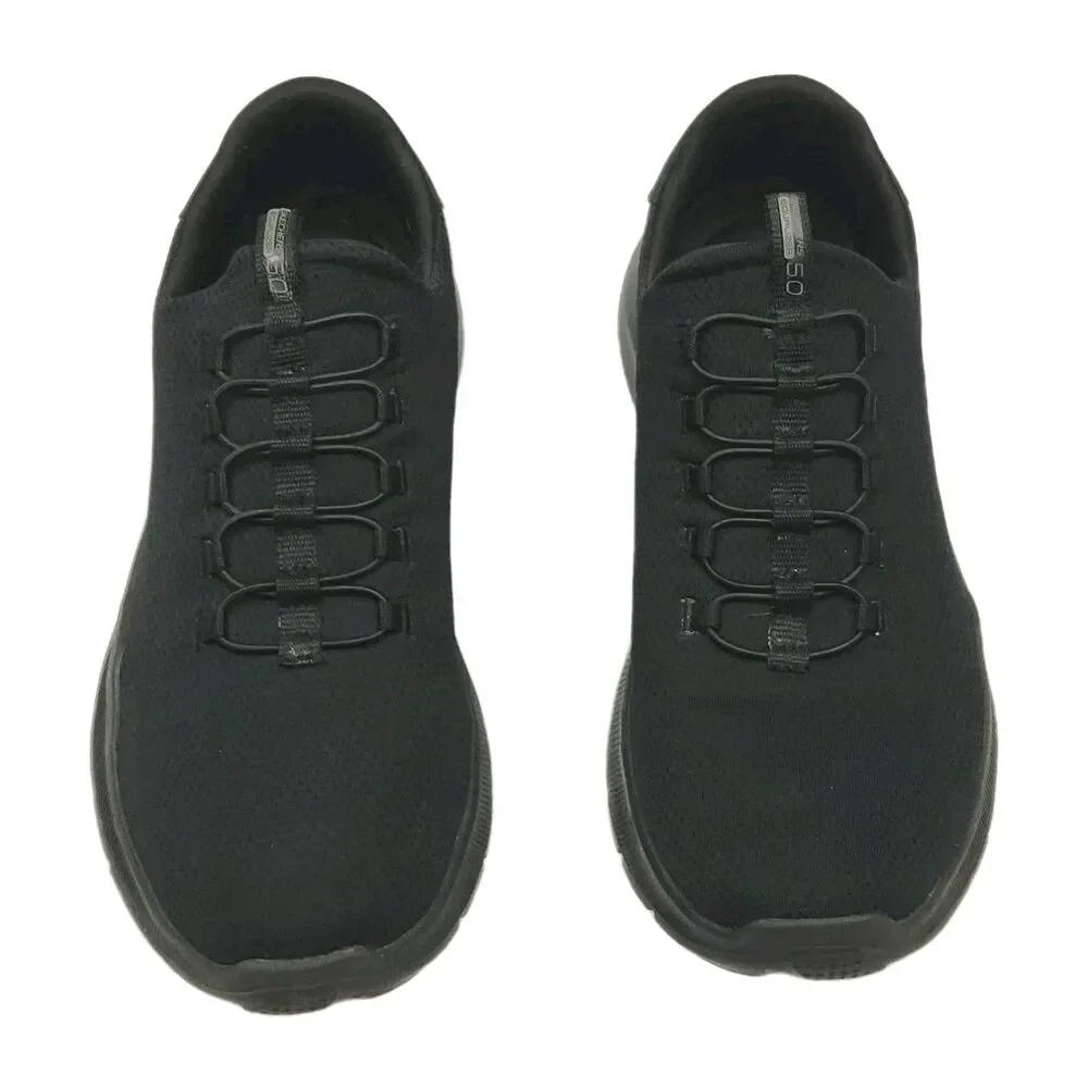 Skechers Sneaker Loafer Black Stretch Air-Cool Relaxed Fit Men Sz 11 Dual-Lite